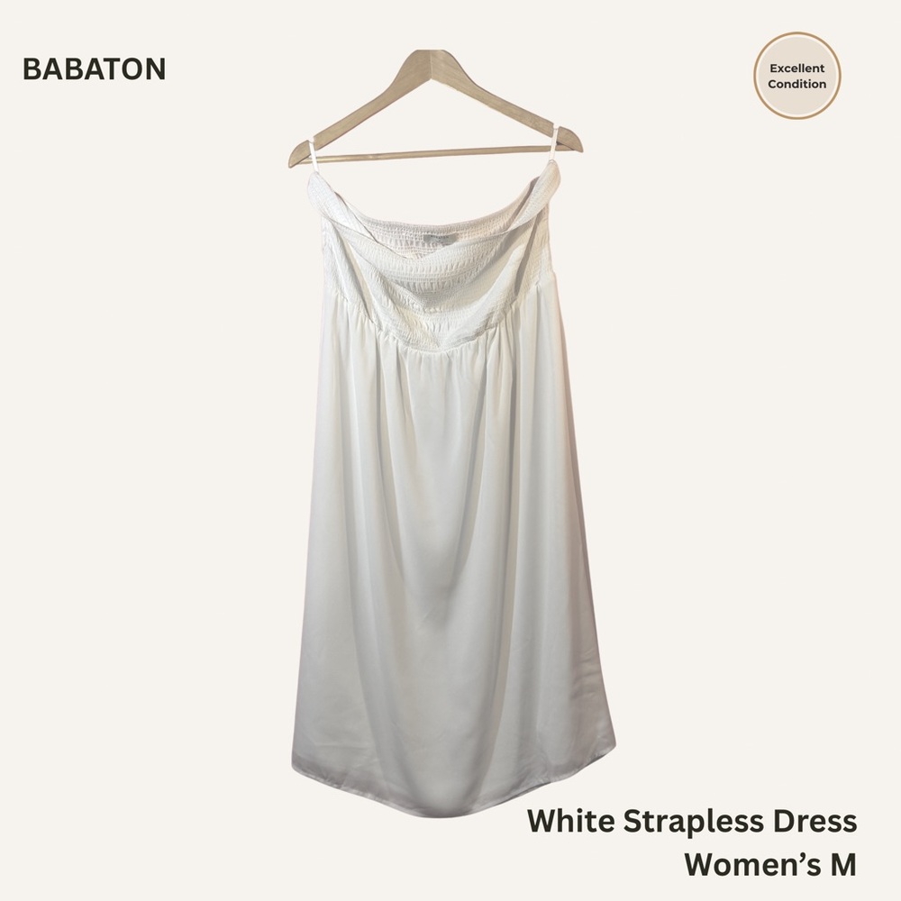 Babaton White Strapless Midi Dress